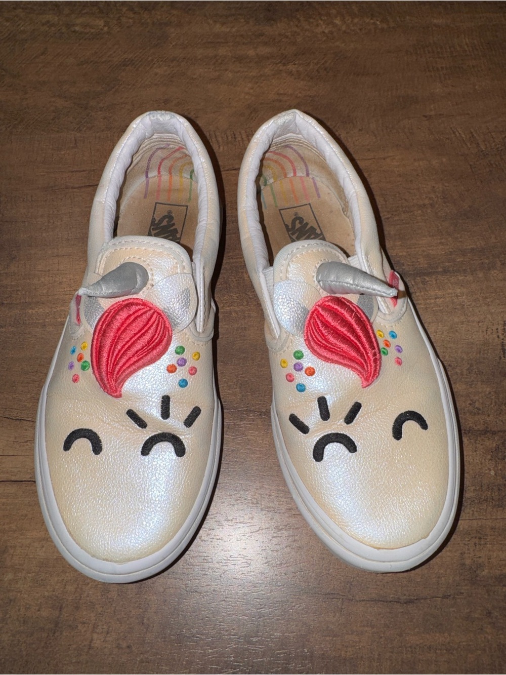 Vans x Flour Shop Unicorn Rainbow Slip-On Sneakers Girls Size 2.5